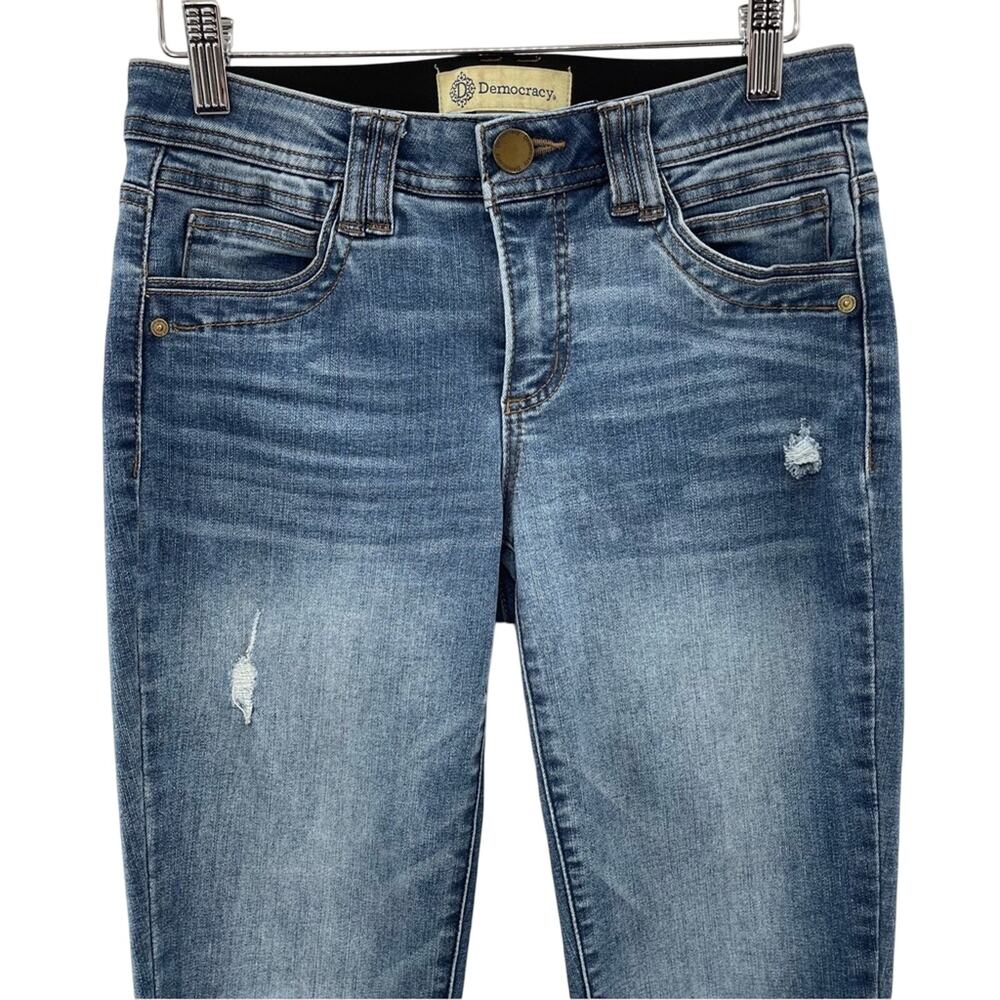 Democracy 'Ab'Solution Lightly Distressed Slimming Stretch Skinny Jeans Size 2 - Picture 2 of 9